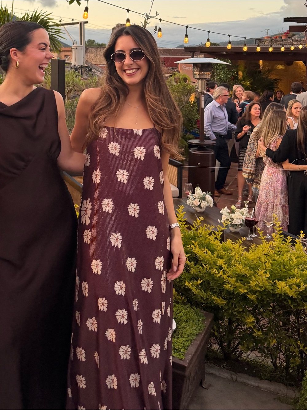 Women’s Floral Strap Dress in Deep Plum